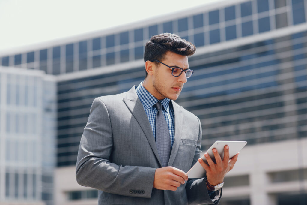 businessman in a summer city